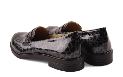 Jaromin 7728 szare skórzane półbuty w panterkę