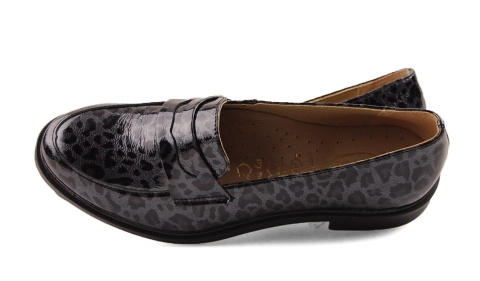 Jaromin 7728 szare skórzane półbuty w panterkę