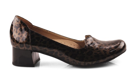 Jaromin 7772 brązowe skórzane półbuty w panterkę