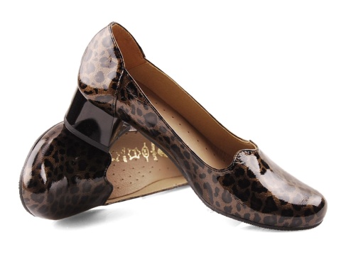 Jaromin 7772 brązowe skórzane półbuty w panterkę