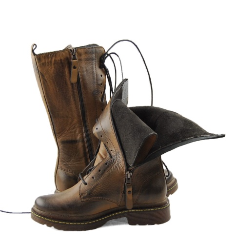 Kacper 4-5392 brązowe skórzane kozaki