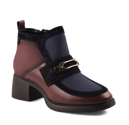 Maciejka A6747-23/00-8 bordowo-granatowe skórzane botki