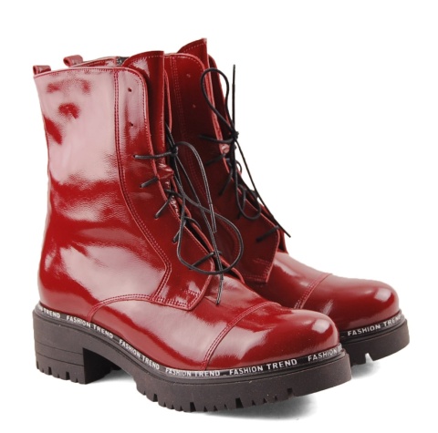 Morek 276 czerwone skórzane trapery