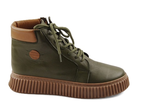 T.Sokolski BAY Z-7 zielone skórzane botki