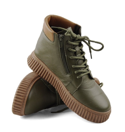 T.Sokolski BAY Z-7 zielone skórzane botki